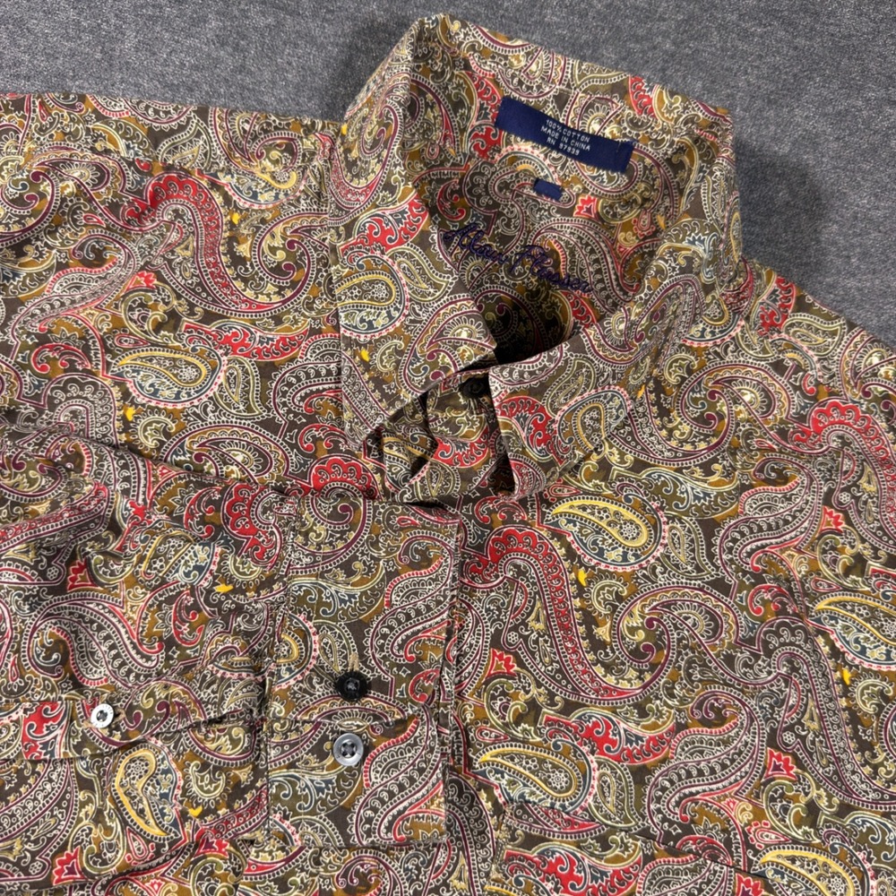 Alan Flusser Button Up Shirt Mens XXL Multicolor Paisley Long Sleeve Cotton